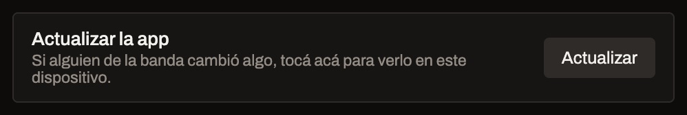La fila Actualizar la app en Ajustes, con su botón