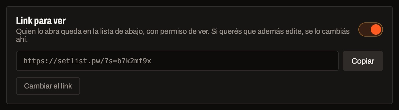 El link para ver: quien lo abre entra a la lista con permiso de ver